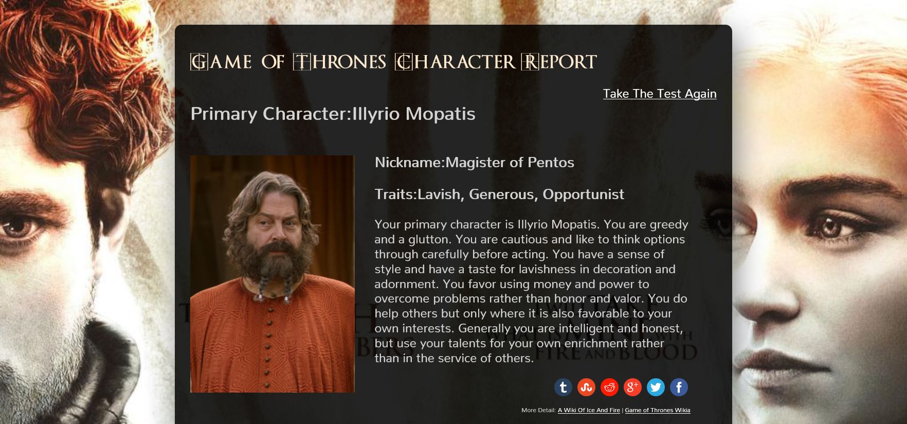 Illyrio Mopatis Game Of Thrones Character Report